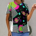 thumbnail image 6 of Neon Planets Checkerboard Women's T-Shirt Short Sleeve T Shirts Tops Tee Ladies Loose T, 6 of 6
