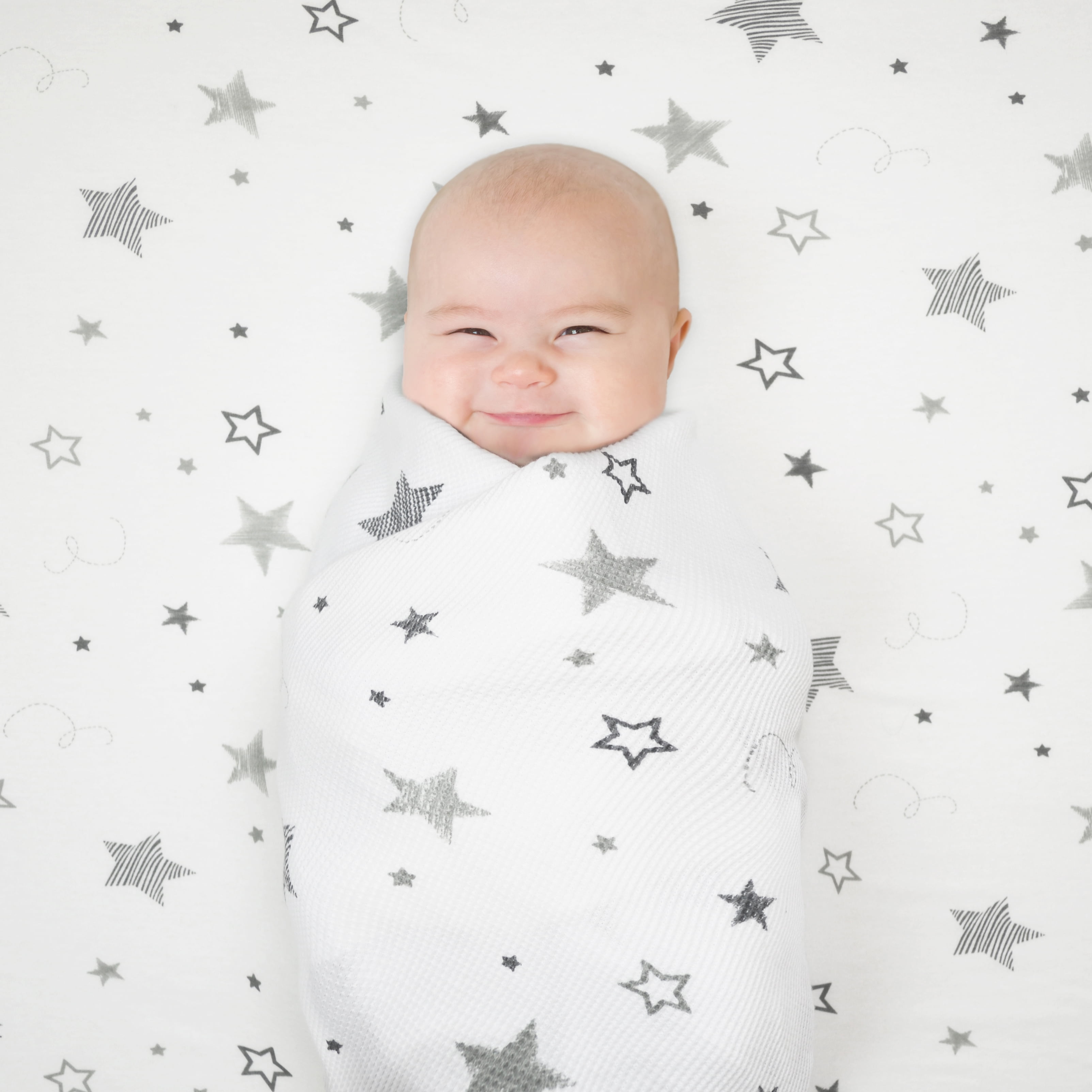 American Baby Company White and Gray Cotton Fitted Sheet Non-Standard