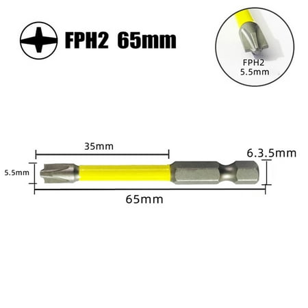 

Goodhd 65mm 110mm Magnetic Special Slotted Cross Screwdriver Bit for Electrician FPH2