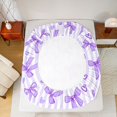 thumbnail image 4 of Manfei Cartoon Princess Bow Fitted Sheet Queen,Purple Coquette Bowknot Bedding,3 Pieces,1 Fitted Sheet and 2 Pillowcases, 4 of 6