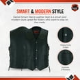 thumbnail image 4 of Daniel Smart XS to 9XL Sleeveless Men Black Leather Cowhide Biker Vest with Lace up sides, 4 of 7
