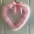 thumbnail image 5 of yocbz Bright Light Pink Feather Heart Wreath - Handmade Valentine's Day Wreath - Lightweight Fuzzy Indoor Home Wall Decoration and Front Door Decor, 5 of 6