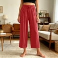 thumbnail image 6 of ROHUUQUE Women's Pajama Pants Cotton Blend Wide Leg Loose Drape Cropped Casual Elastic Waist Home Sleep Bottoms Lounge, 6 of 9