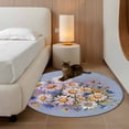thumbnail image 3 of Round Area Rug 3.3 Ft, Watercolor Flowers Washable Non-Slip Circle Carpet for Living Room/Bedroom, Farmhouse Spring Botanical Daisy Plants Low-Profile Small Kitchen Mats Collection Rugs for Indoor, 3 of 7