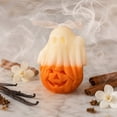 thumbnail image 5 of Halloween Ghost Pumpkin Scented Candle, Cute Decorative Wax Candle, Fall Holiday Table Decor, Spooky Home Accent, Thanksgiving Centerpiece, Seasonal Gift for Family and Friends, 5 of 7