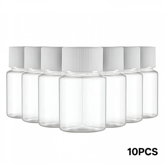 ACDANC 10Pcs Travel Size Plastic Bottles Empty Small Vials Screw Lid Refillable Containers for Powder Liquids (30Ml)