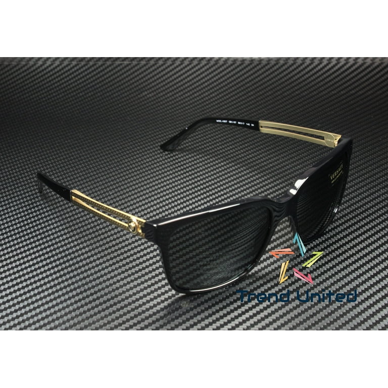 Versace VE4307 Sunglasses, Black Frame, Gray Lenses, Square Shape