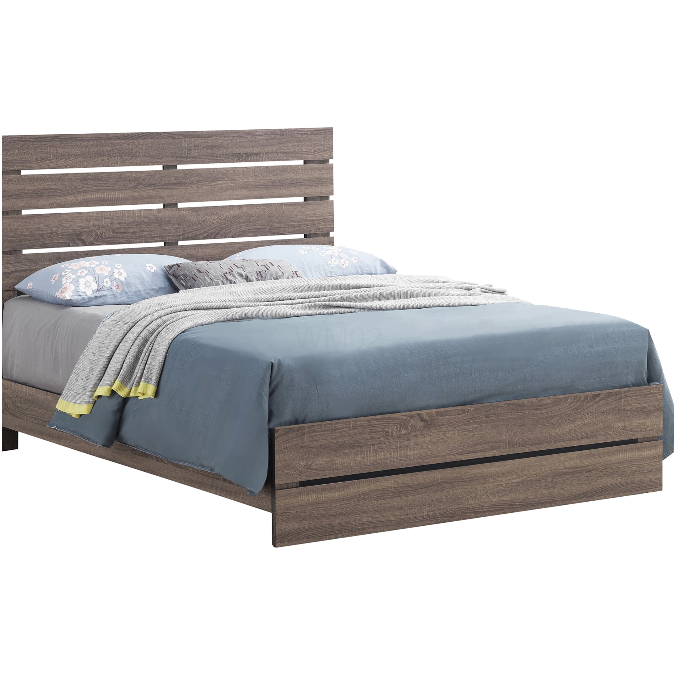 Eastern King Size Platform Bed Frame with Slatted Headboard, Solid Wood Bed with Ventilated Base for Enhanced Airflow