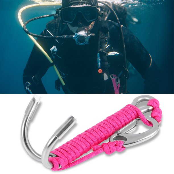 OTVIAP Strong Durable Scuba Diving Stainless Steel Reef Hook with 1.2m Nylon Line Accessory
