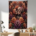 thumbnail image 1 of Tapiz para colgar en la pared con diseño de mandala de rosas góticas para amantes de los esqueletos, 1 of 2