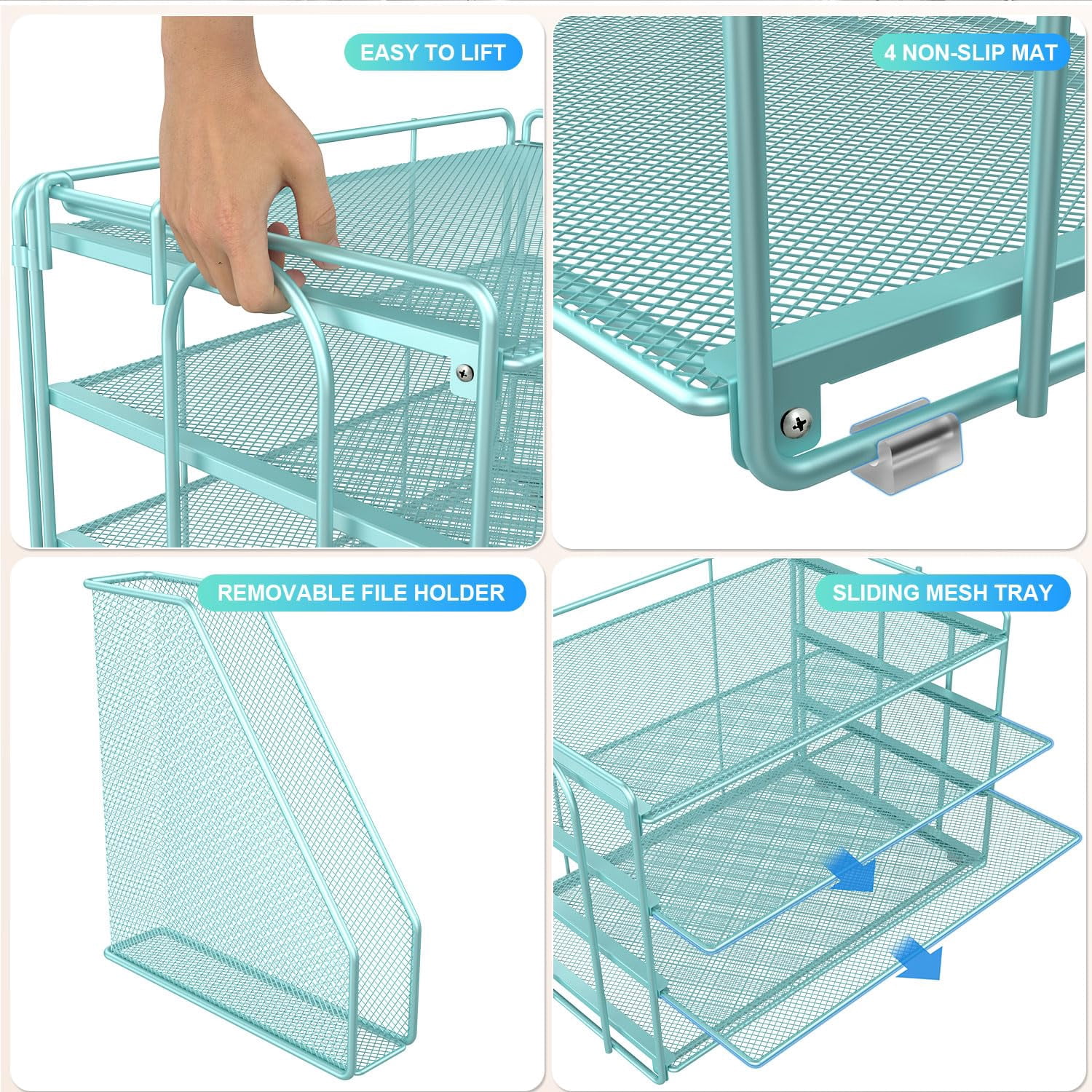4-tier Paper Organizer With Magazine Holder  Desk Organizers And Accessories & Workspace File For Office Supplies Storag (blue 4-tier)