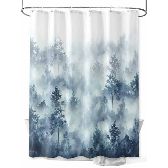 Boanket Polyester Fabric Forest Farmhouse Shower Curtain, Vintage Nature Tree Scenery Watercolor Waterproof Bathtub Curtain Bathroom Decor Set with Hooks 72 x 84 Inches,