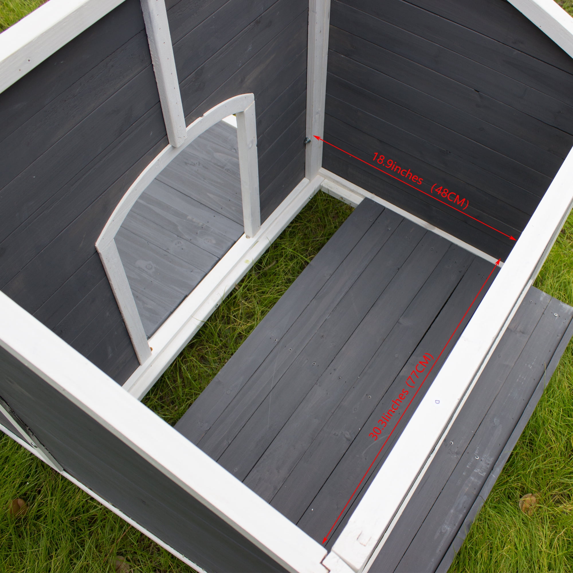 Aukfa Outdoor Wood Lodge Dog House, Pet Dog Puppy Shelter, Waterproof Dog House for Medium Pet