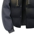 thumbnail image 3 of Mrmaere Men's Hooded Jacket Mixed-Material Button-Front Quilted Warm Outerwear for Daily & Casual Black XXXXL, 3 of 5