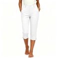 thumbnail image 2 of Ltctricy Capri Pants for Women Straight Leg Office Dress Pants with Pockets Side Split Casual Lounge Work Pants(White,X-Large), 2 of 7