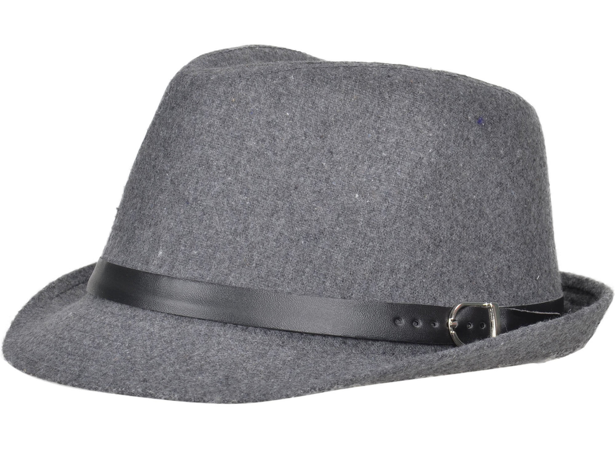 Simplicity Unisex Structured Gangster Trilby Wool Fedora Hat, 7326_Dark Grey