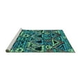 thumbnail image 2 of Ahgly Company Machine Washable Indoor Round Solid Turquoise Blue Modern Area Rugs, 4' Round, 2 of 4