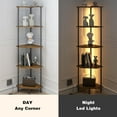 thumbnail image 5 of 5 Tier Corner Shelf with LED Light,Tall Corner Wall Shelf, Display Shelf,Narrow Bookshelf,The Classic Combination of Rustic Brown and Black Standing Shelf,Suitable for Bedroom,Living Room,Kitchen, 5 of 8