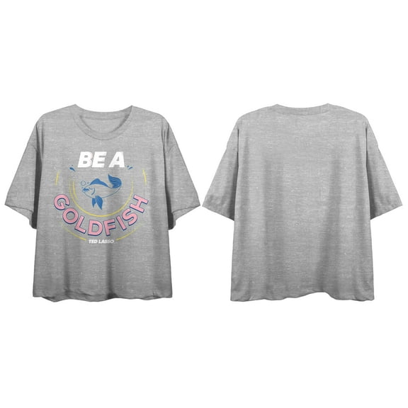 Ted Lasso TV Series Be A Goldfish Juniors Heather Gray Crop T-shirt-Medium