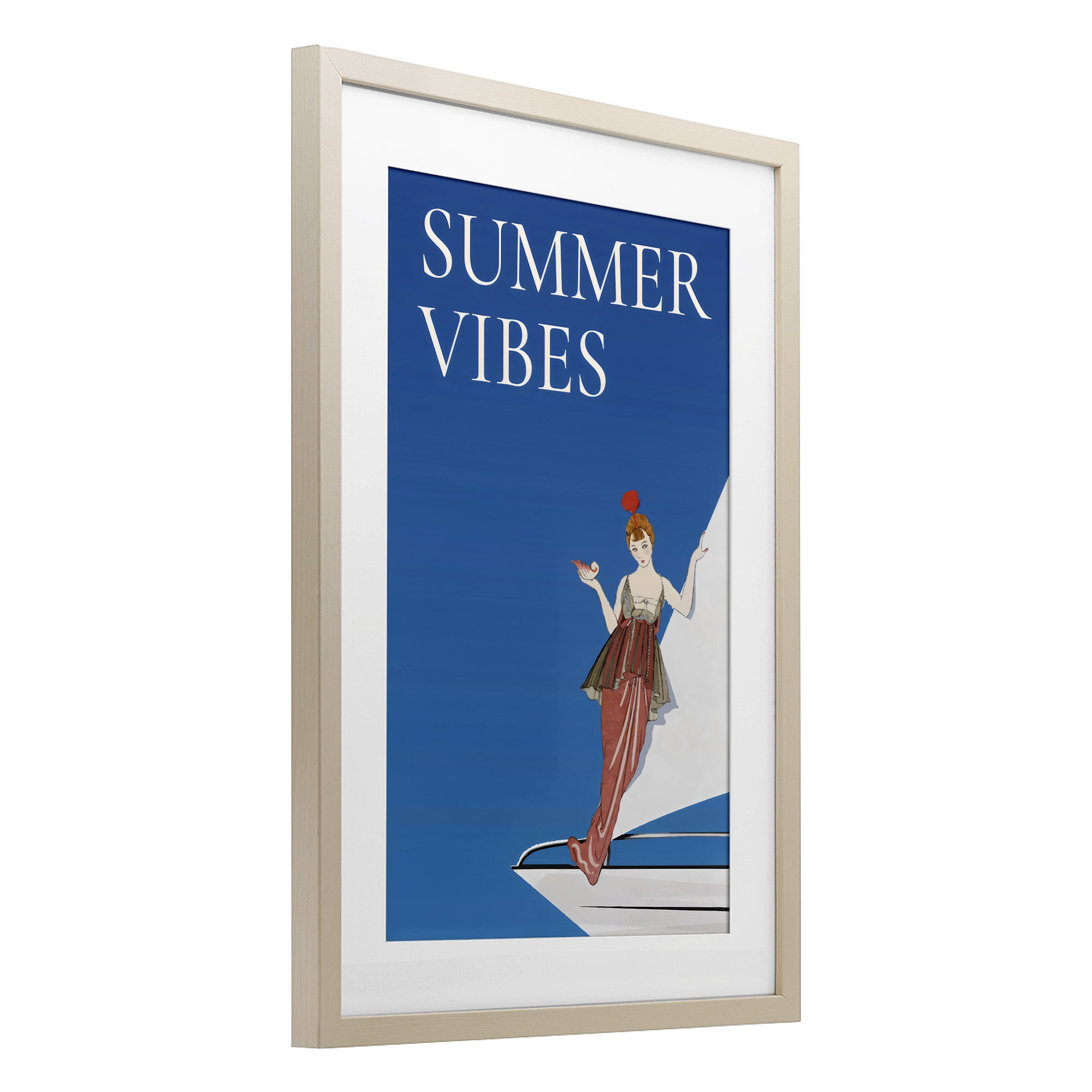 Stupell Industries Summer Vibes Vintage Yacht Birch Framed Print Under Glass, design by Creative Studio