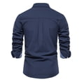 thumbnail image 3 of VSSSJ Button Down Shirts for Men Loose Color Block Patchwork Long Sleeve Lapel Shirt Leisure Stylish Lightweight Daily Commuting Top Blouse Navy XXL, 3 of 7