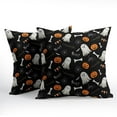 thumbnail image 2 of Halloween Throw Pillow Covers 18X18 Inch Set of 2 Boo Cute Ghost Orange Pumpkins Bat Web Decorative Black Pillow Cases Holiday linen Cushion Cover for Home Sofa Porch Outdoor Decor, 2 of 6
