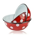 thumbnail image 6 of Novomoskovsjka Posuda Red White Polka-Dot Enamel Serving Bowl Set of 3 pcs Shatterproof Enameled Steel Fruit and Salad Bowls for Cooking Enamel Mixing Bowl for Indoor and Outdoor Use Metal Bowls, 6 of 10