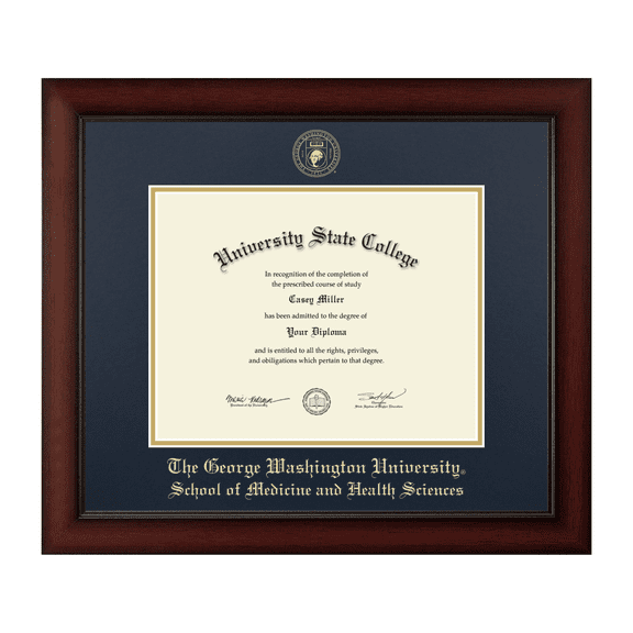 The George Washington University School of Medicine and Health Sciences Diploma Frame, Document Size 11" x 8.5"