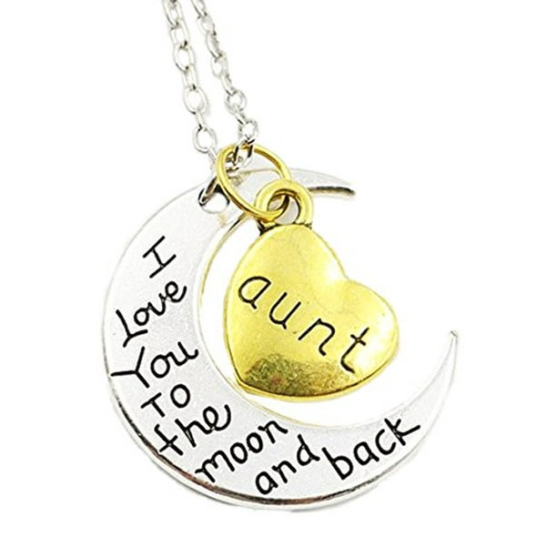 Stylesilove Stylesilove I Love You To The Moon And Back Family Collection Silver And Gold Chain Pendant Necklace Aunt Walmart Com Walmart Com