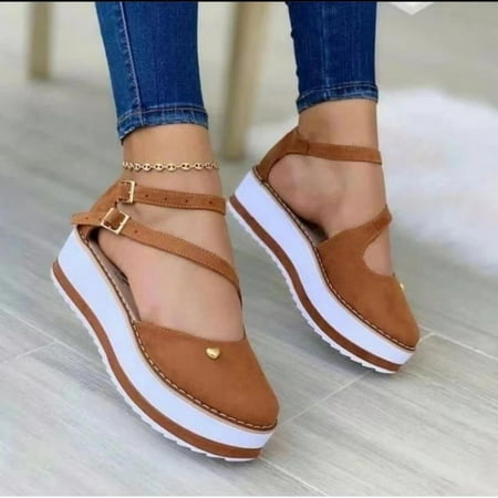 

Homedles Sandals for Women- Gift for Women Flat Open toe Summer Comfortable Casual Platform Sandals Brown 43