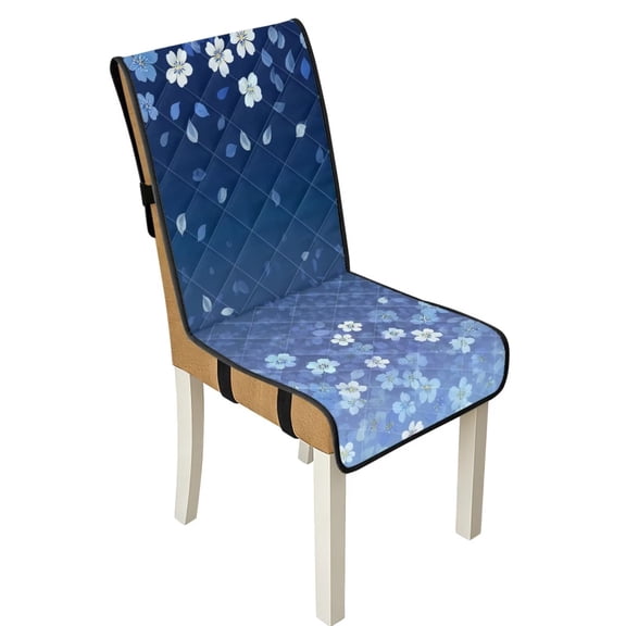 TSOVTHRID Blue Cherry Blossom Print Dining Room Chair Cushion Covers, Stretch Chair Slipcovers Universal Removable Washable Chair Seat Covers Protector for Kitchen Restaurant Hotel, Set of 1