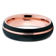 thumbnail image 2 of Tungsten Wedding Band Rose Gold Tungsten Ring Men & Women Black Tungsten Ring Offset Groove 6mm Comfort Fit, 2 of 3
