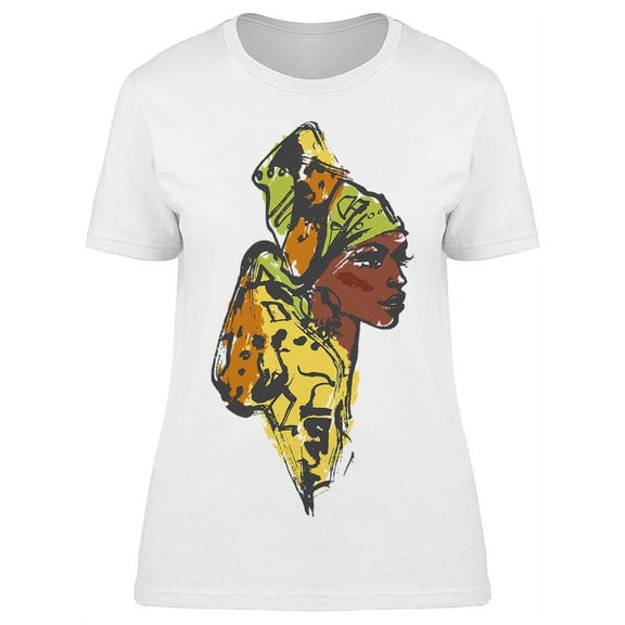 Sketch Ethnic Style Black Woman T-Shirt Women -Image by Shutterstock, Female 3X-Large