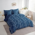thumbnail image 4 of Feelyou Fashion Branches Plant Twin Bedding Sets 7-Piece for Teen, Navy Leaf Botabical Bedding Comforter Set, Stripes Abstract Reversible Sheet Sets, Super Cozy Room Decor, 4 of 9