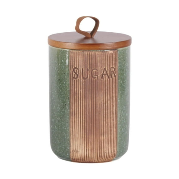 Fancyes Ceramic Food Storage Jar,Kitchen Canister,Kitchen Decor,Pantry Organization Seal Jar Container with Wooden Lid for Countertop sugar