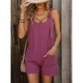 thumbnail image 4 of XCHQRTI Women's Summer Short Rompers Sleeveless Overalls Casual Jumpsuit with Pockets, 4 of 8
