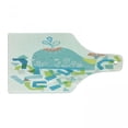 thumbnail image 1 of Whale Cutting Board, Whale Illustration with Geometrical and Smiling Cartoon Like Image, Decorative Tempered Glass Cutting and Serving Board, Wine Bottle Shape, Blue Yellow and Green, by Ambesonne, 1 of 1