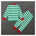 thumbnail image 2 of CHAO Conjunto de pijama navideño de 2 piezas a rayas para niños y niñas Pijama de algodón (verde 3), 2 of 5