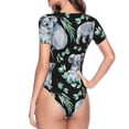 thumbnail image 4 of Daiia Cartoon Koala Bear print Women's Crew Neck Short Sleeve Bodysuit Fashion Tops Fit Casual Basic Extender Bodysuit-Medium, 4 of 9