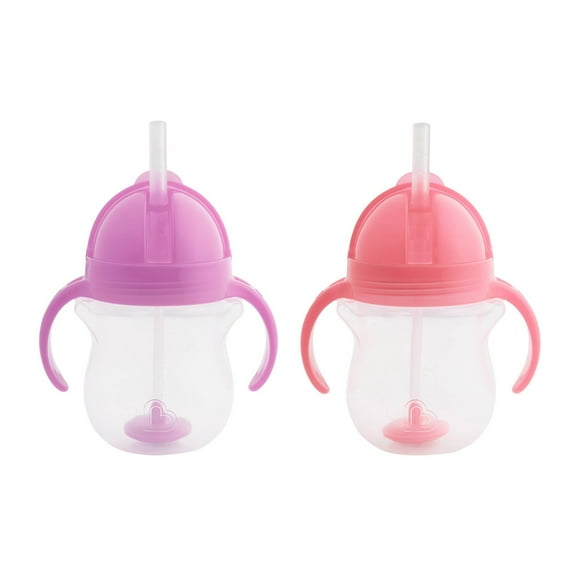 Any Angle Click Lock Weighted 2pk Straw Trainer Cup - 7oz - Pink/Purple