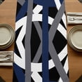 thumbnail image 5 of Table Runners 108 Inches Long Dress Scarves, Navy Blue Black Geometric Farmhouse Coffee/Dining/Kitchen Table Runner for Living Room, Modern Art Abstract Grey Line 13x108 Inch, 5 of 9