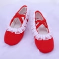 thumbnail image 5 of FITORON Red Canvas Ballet Slippers for Girls – Split Sole with Ruffled Lace & Elastic Straps, Kids Dance Gift,Size 5.5-6 Years, 5 of 9
