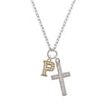 thumbnail image 2 of Delight Jewelry Goldtone Crystal Initial - P - Everlasting Love Engraved Cross Zoey Necklace, 28", 2 of 4