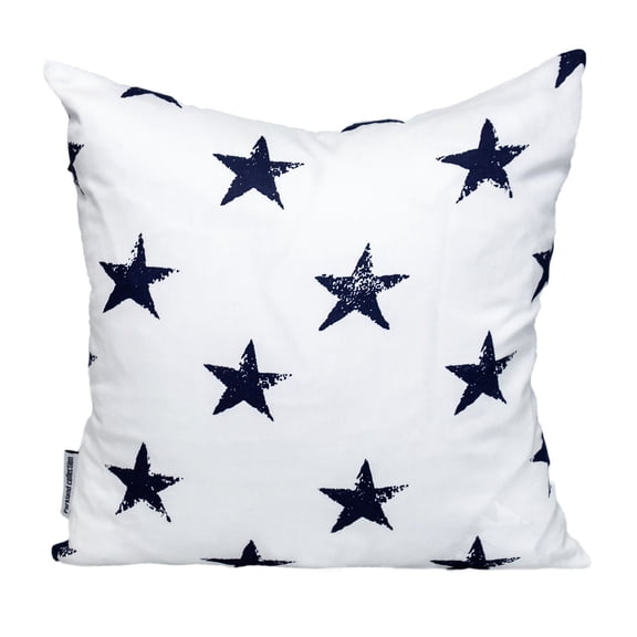 Nassau Collection Stars Woven Cotton Throw Pillow - 16" - White and Blue