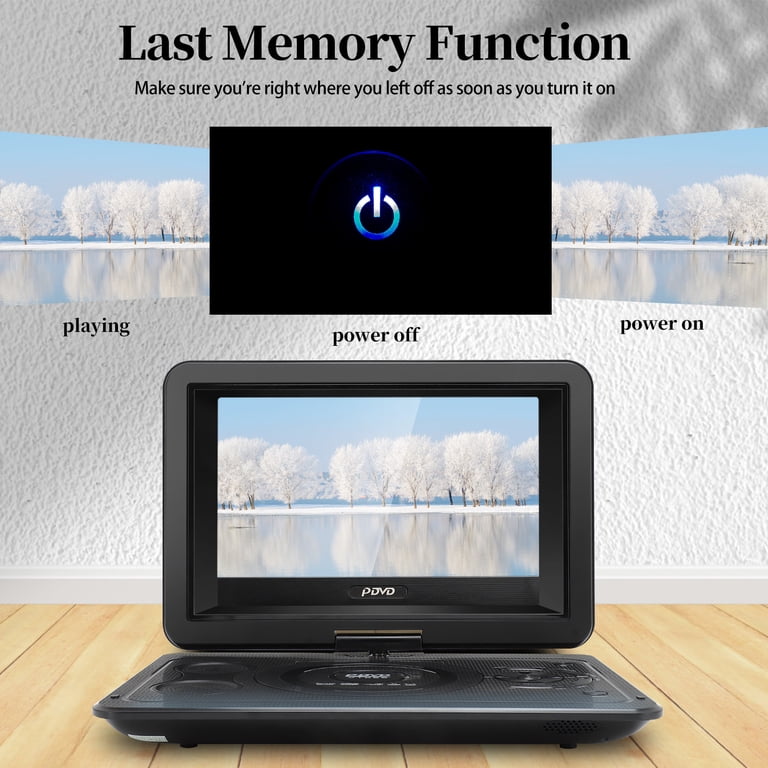 Portable 13.9' DVD Player, Swivel Screen, Rechargeable, Support CD