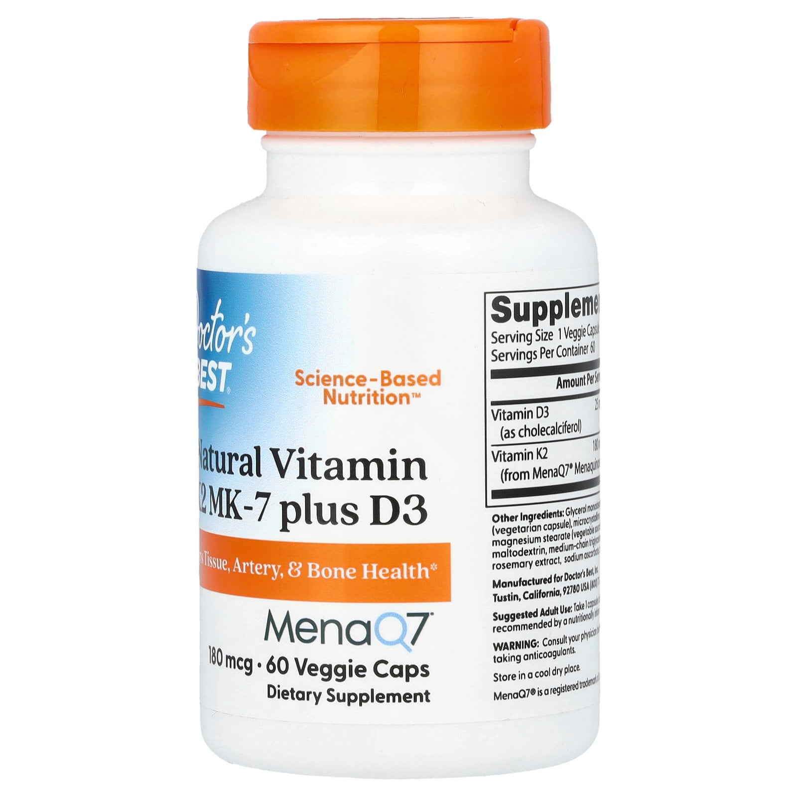 Doctor's Best Artery Prime with MenaQ7 180 mg, 60 VC