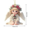 thumbnail image 2 of Cute Angel Flower Girl Ornament 3.15 Inch, Fairytale Fairy with Rose & Wings, Kawaii Car Interior Hanging Accessory, Sweet Valentine's Day Gift for Daughter Women (1pc), 2 of 5