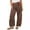 Brown, variant on Women's Corduroy Barrel Jeans Casual Wide Leg Mid Rise Elastic Waist Baggy Pants with Pockets