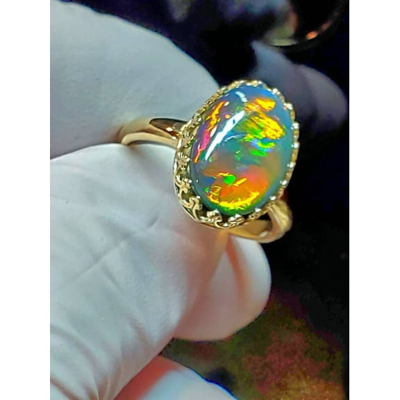 Black opal, black fire opal ring, engagement ring, opal ring, opal jewelry, opal, natural opalhandmade ring
