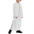 thumbnail image 4 of Mercatoo Kids Thobe for 𝐌uslim Boys 𝐈slamic Arabic Long Sleeve Kaftan Robe Zipper Prayer Dress for Boys 𝐌uslim Thobe Eid Outfit, 4 of 9